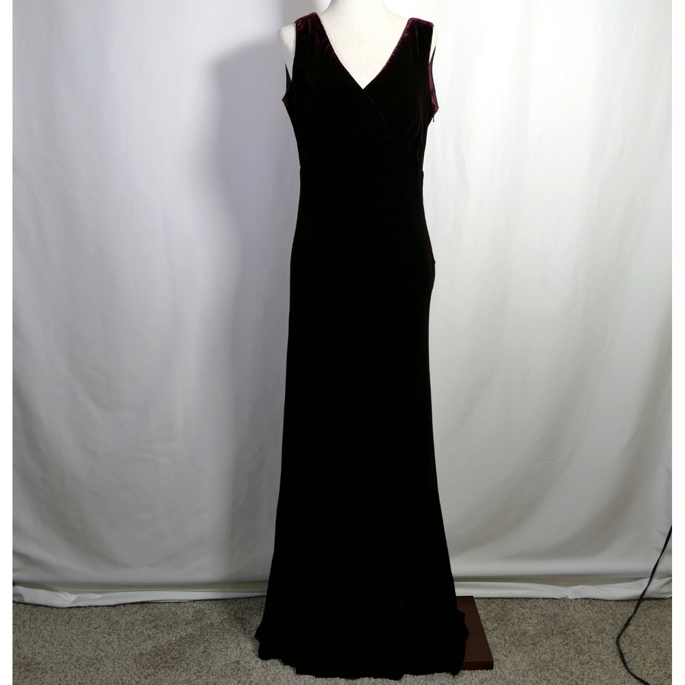 Lauren Ralph Lauren Silk Blend Velvet Babydoll Maxi Dress Size 4 Whimsigoth Vamp